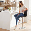 Adjustable swivel bar stool with backrest and built-in footrest, featuring black faux leather and chrome base for.