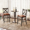 Gray bar stools set of 2 with cross back and faux leather upholstered seats, perfect for stylish dining spaces.