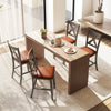 Gray bar stools with cross back and faux leather upholstered seats, featuring sturdy rubber wood frame for stylish.
