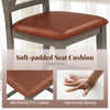 Soft-padded seat cushion in brown PVC leather on a gray bar stool, designed for comfort and ergonomic support.
