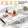 Faux marble bar table with 7 hanging hooks, adjustable shelf, and elegant design for stylish home storage.