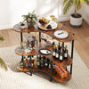 3-Tier Liquor Bar Table with Stemware Racks and Storage Shelves-Rustic Brown - Gallery View 1 of 10