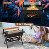 Barbecue charcoal grill with wind guard and seasoning racks, featuring a 3-in-1 design for versatile outdoor cooking.