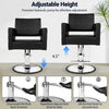 Barber salon chair with adjustable height, hydraulic pump, and ergonomic design for client comfort and stability.