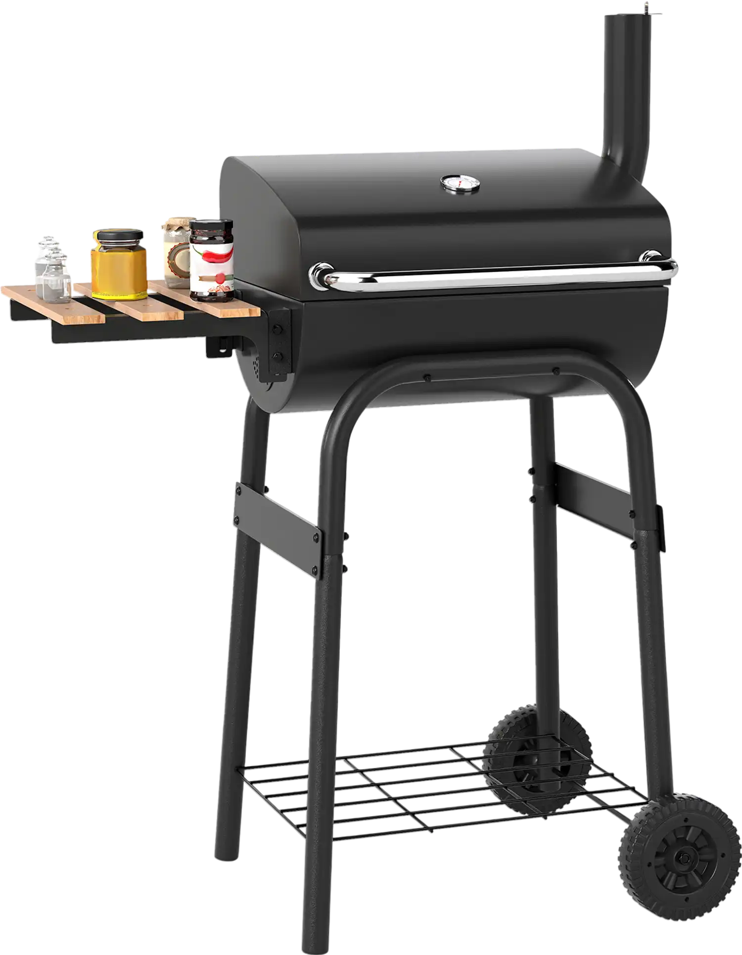 Costway Barrel Charcoal Grill Foldable Side Table Thermostat 10319859 New