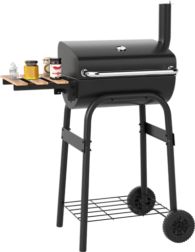 Costway Barrel Charcoal Grill Foldable Side Table Thermostat 10319859 New