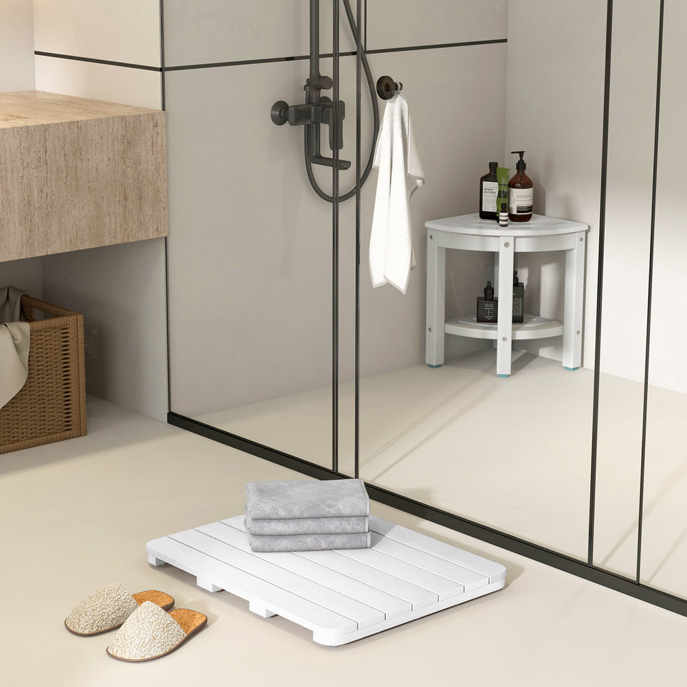 Waterproof HIPS Bath Spa Shower Mat with Non Slip Foot Pads-White - Gallery View 1 of 10