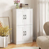 White bathroom cabinet with two spacious doors and adjustable shelves, ideal for stylish storage in any room.