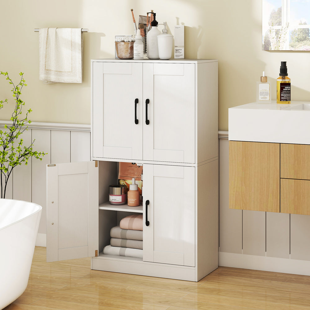 Bathroom Cabinet 43.5 inch Storage Cabinet with Doors and Adjustable Shelves-White - Gallery View 1 of 10