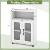 Freestanding bathroom cabinet in white with 2 doors, 3-level adjustable shelf, and dimensions of 24" x 12" x 33".