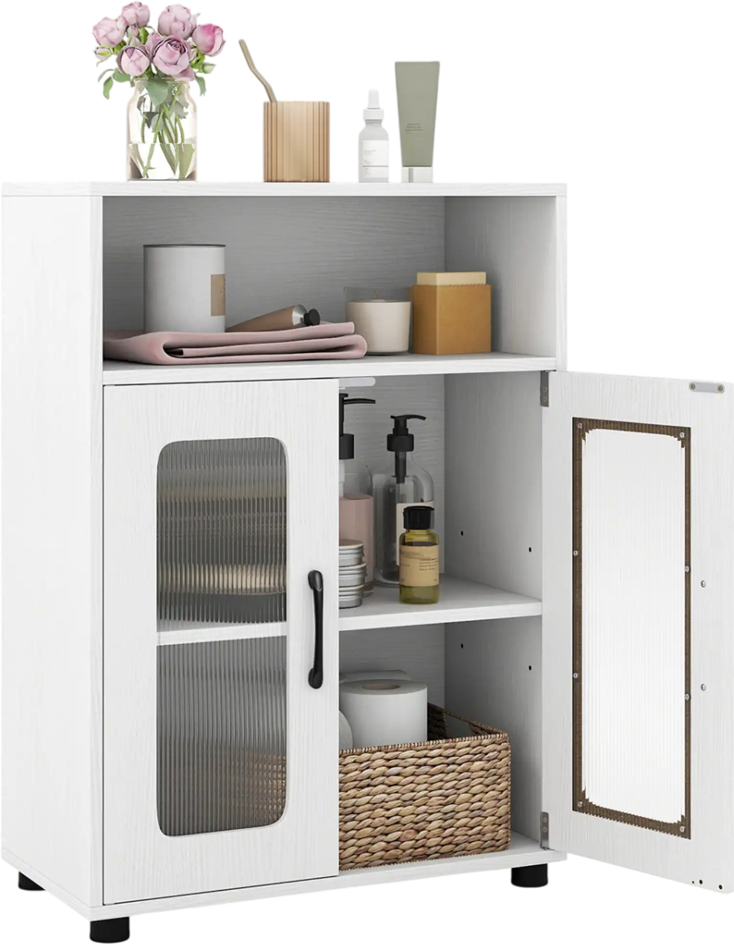 Costway Freestanding Bathroom Storage Cabinet 2-Door Adjustable Shelf 83032932 New