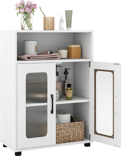 Costway Freestanding Bathroom Storage Cabinet 2-Door Adjustable Shelf 83032932 New