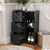 Bathroom Floor Cabinet Side Storage Cabinet with 3 Drawers and 1 Cupboard-Black - Gallery View 1 of 10