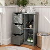 Bathroom Floor Cabinet Side Storage Cabinet with 3 Drawers and 1 Cupboard-Gray - Gallery View 1 of 10