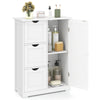 White bathroom floor cabinet featuring 3 drawers and 1 adjustable cupboard, ideal for organized storage in any room.