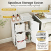 Bathroom floor cabinet in white featuring 3 drawers and 1 cupboard with adjustable shelf for organized storage.