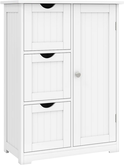 Costway Bathroom Floor Storage Cabinet 3-Drawer 1-Cupboard 61059874 New