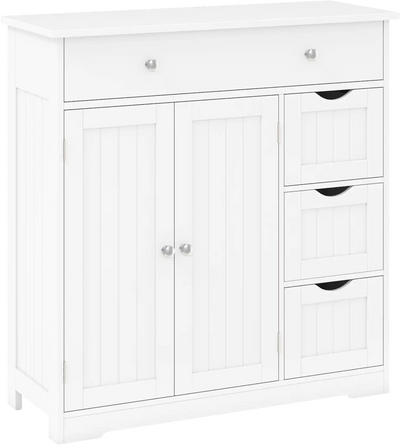 Costway Bathroom Floor Cabinet 4 Drawers 2 Doors Adjustable Shelf 17464398 New