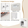Bathroom floor cabinet features convenient handles, magnetic catch, and anti-slip foot pads for secure storage.