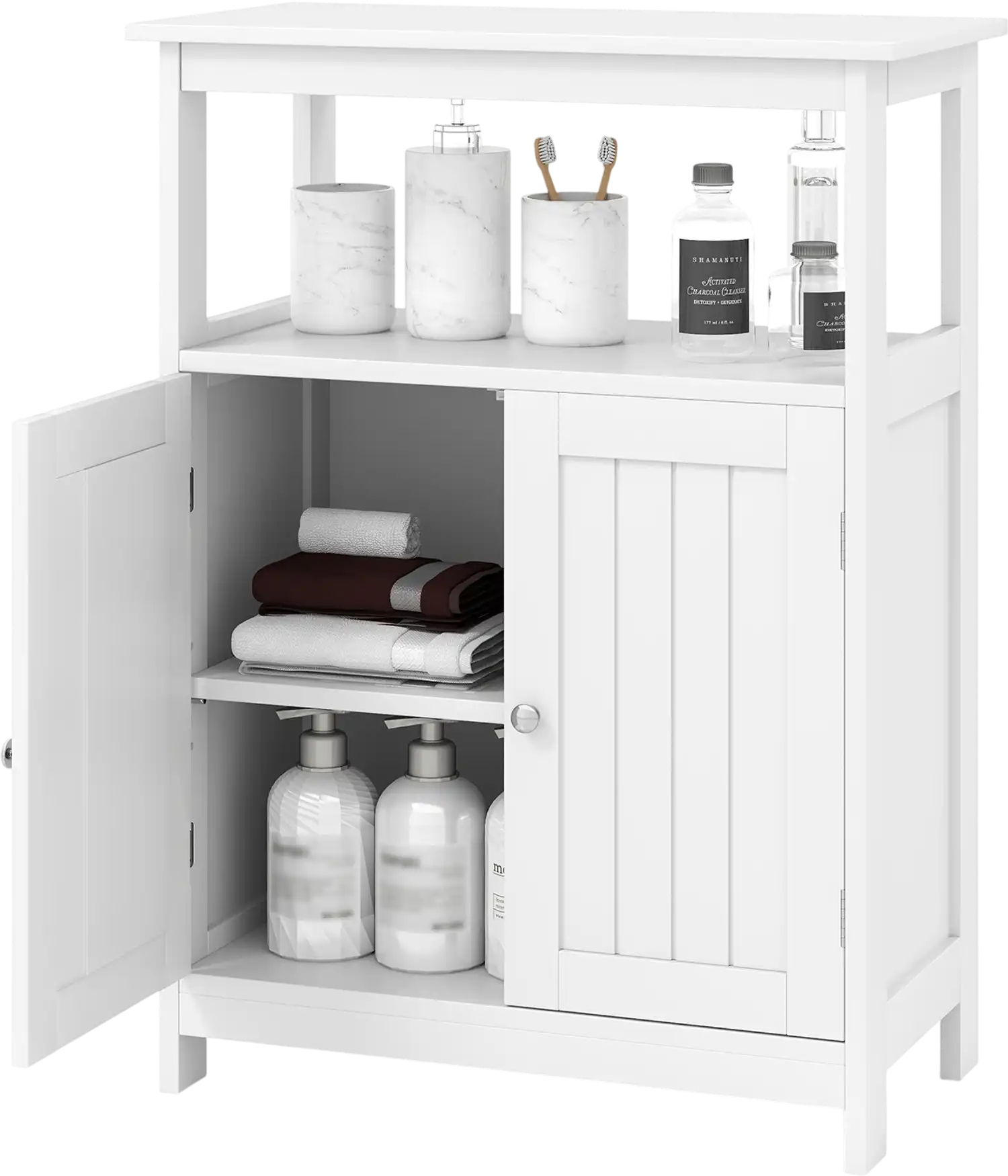 Costway Bathroom Floor Storage Cabinet Freestanding Organizer Open Compartment 421865973 New