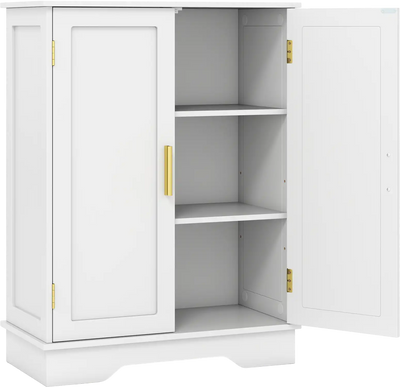 Costway Bathroom Floor Storage Cabinet 2-Door Adjustable Shelves 137628549 New