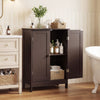 Bathroom Floor Storage Double Door Cupboard Cabinet-Brown - Gallery View 1 of 10
