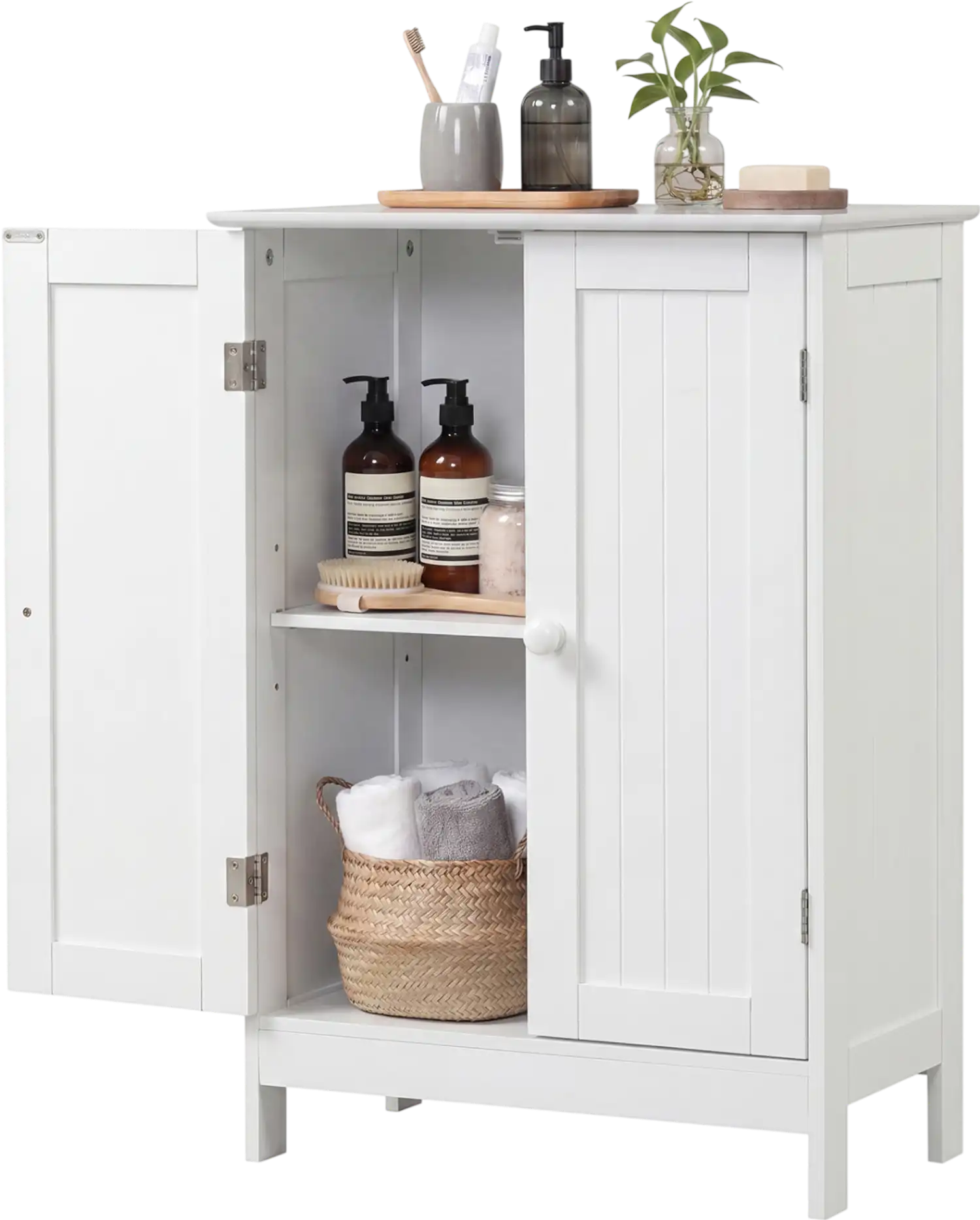 Costway 2-Door Freestanding Wooden Bathroom Storage Cabinet Adjustable Shelf 34261085 New