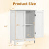 Bathroom floor storage double door cupboard cabinet in white with two shelves for organized storage in compact spaces.