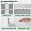 Close-up of the bathroom floor storage cabinet features, showcasing metal door knobs and easy-to-clean surface.