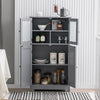 Bathroom Floor Storage Locker Kitchen Cabinet with Doors and Adjustable Shelf-Gray - Gallery View 1 of 10
