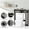 Close-up of the bathroom over-the-toilet storage organizer's smooth, waterproof surface in black, highlighting its.
