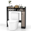 Bathroom over-the-toilet storage organizer in black with adjustable shelves and anti-toppling design for efficient.