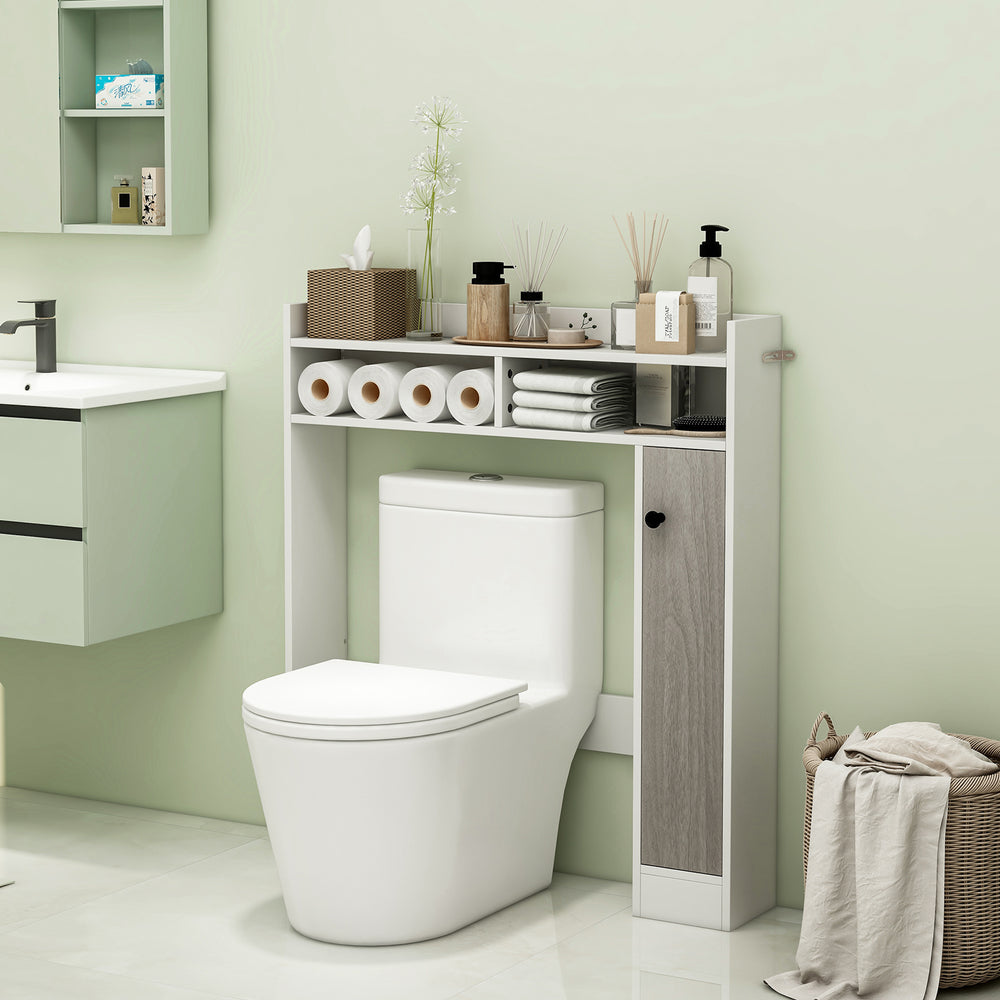 Bathroom Over the Toilet Floor Storage Organizer with Adjustable Shelves-White - Gallery View 1 of 10