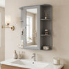 Bathroom Single Door Shelves Wall Mount Cabinet with Mirror-Gray - Gallery View 1 of 11