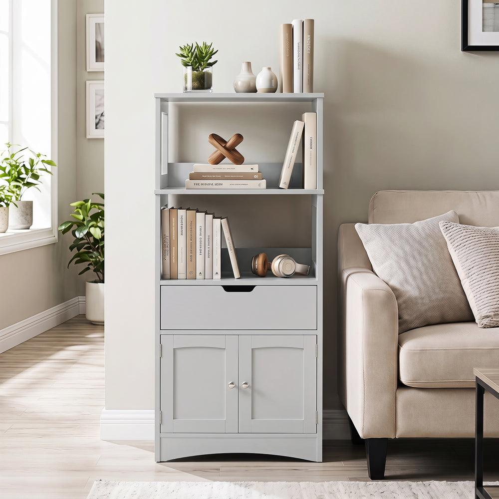 Bathroom Storage Cabinet with Drawer and Shelf Floor Cabinet-Gray - Gallery View 1 of 10