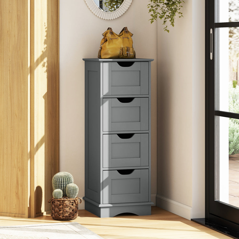Bathroom Storage Cabinet with Cutout Handles and 4 Drawers-Gray - Gallery View 1 of 10