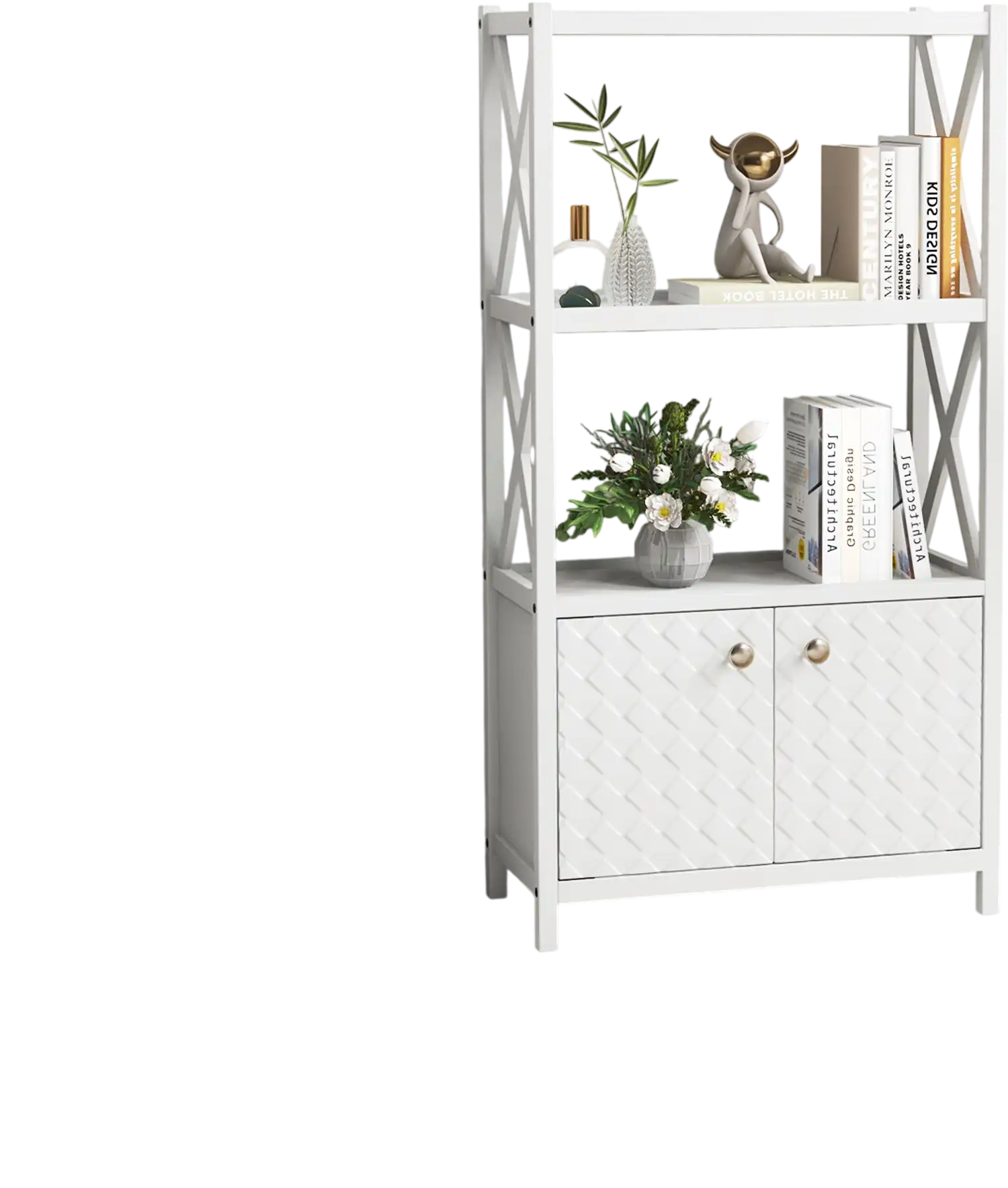 Costway Bathroom Storage Cabinet Open Shelves Double Doors White 71589236 New