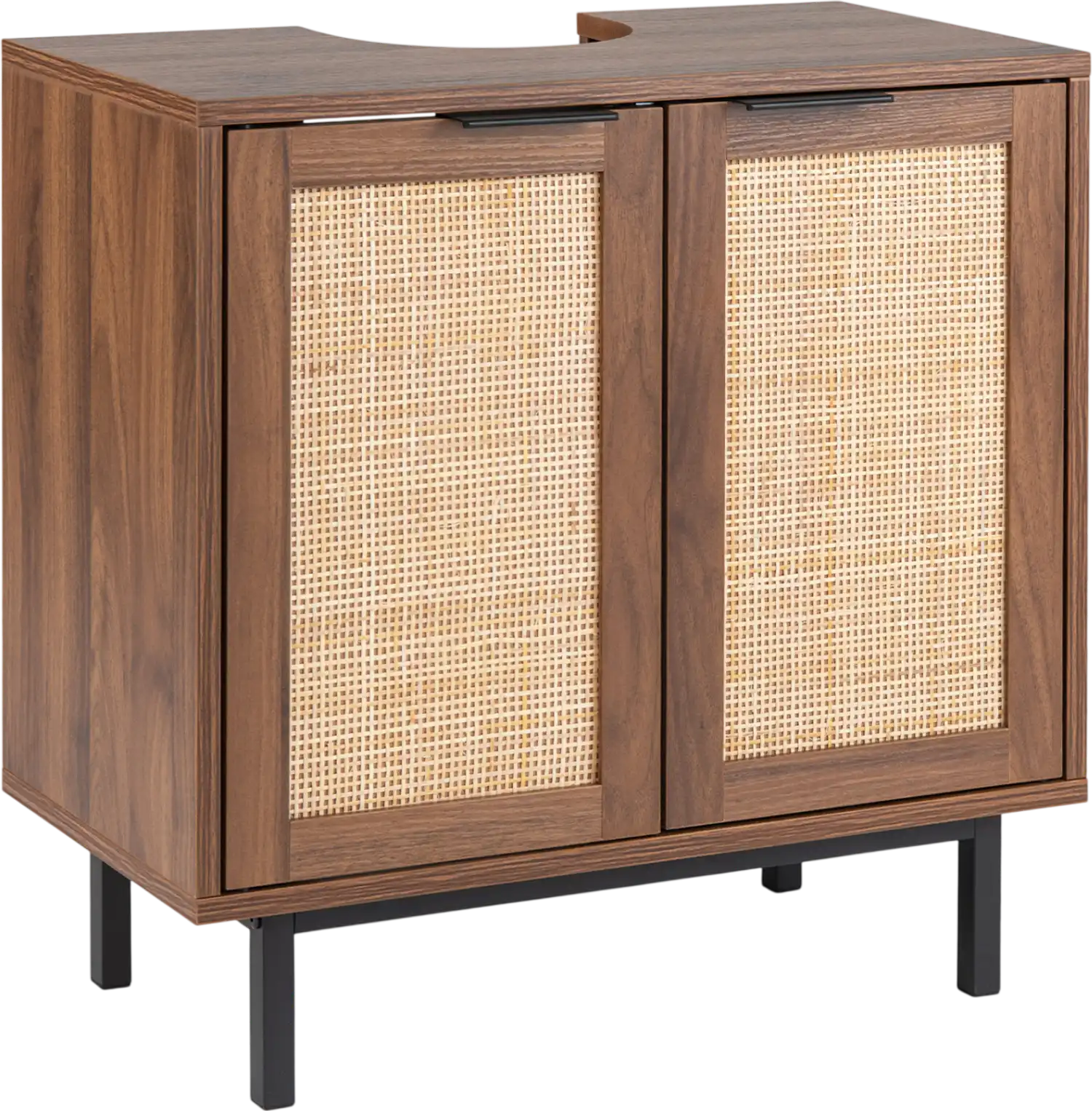 Costway Bathroom Vanity Under Sink Cabinet 2 Rattan Doors Shelf U-Shaped Cut-Out 76270109 New