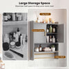 Bathroom wall cabinet in grey featuring a two-door cabinet, open shelf, and towel bars for organized storage.