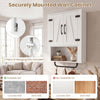 Bathroom wall cabinet with 2 barn doors, towel bar, and 3-tier storage, ideal for concrete and brick walls.