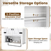 Bathroom wall cabinet with adjustable shelf and open storage space, featuring a farmhouse design and towel bar.