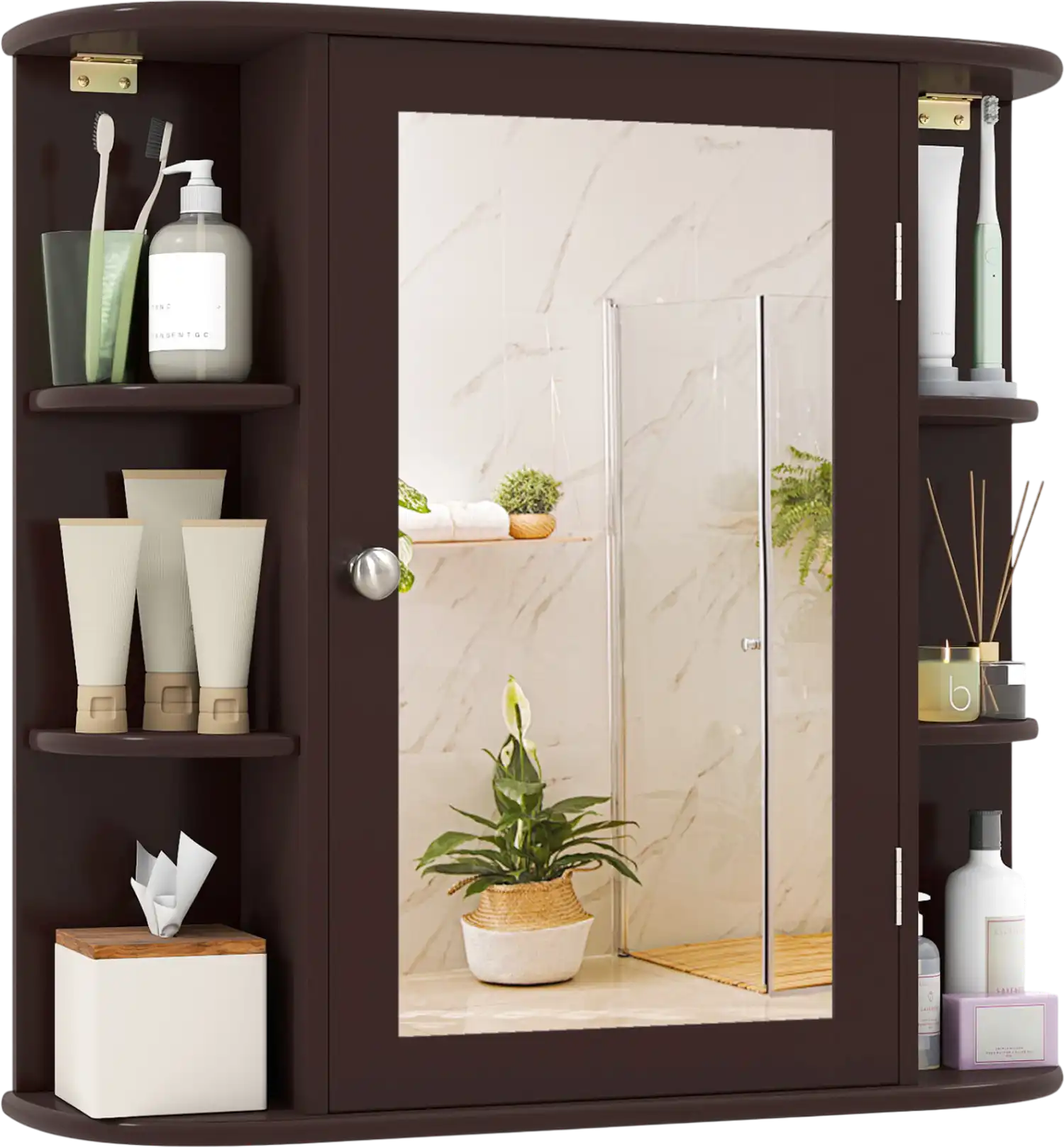 Costway Bathroom Wall Cabinet Mirror Door Adjustable Shelves 62256913 New