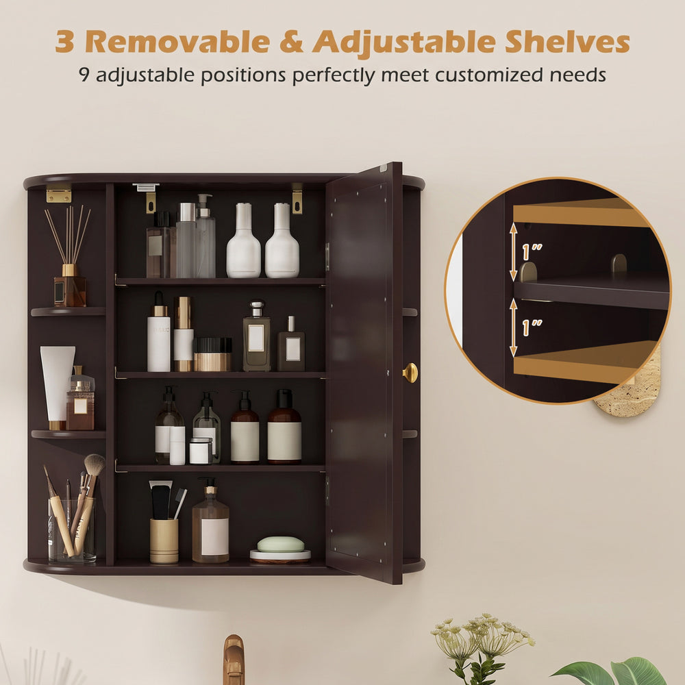Bathroom wall cabinet with mirror features 3 adjustable shelves and sleek design for efficient storage and easy access.