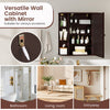 Bathroom wall cabinet with mirror featuring 4 enclosed shelves and 6 open shelves for versatile storage solutions.