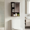 Bathroom Wall Mount Storage Cabinet Single Door with Height Adjustable Shelf-Rustic Brown - Gallery View 1 of 9