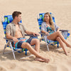 Beach Chairs Set of 2 Portable Folding Backpack Recliners with 5-Position Backrest and Padded Headrest-Blue and Green - Gallery View 1 of 10