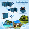 Folding Beach Chaise Lounge Chair in blue with adjustable backrest and face hole, perfect for sunbathing and relaxation.