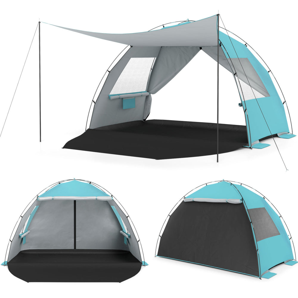 Beach Tent Sun Shelter with Canopy Easy Setup UPF50+ Sun Protection-Blue - Gallery View 1 of 10