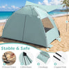 Beach tent sun shelter in green with extended canopy, spacious interior, and UPF50+ protection for family comfort.