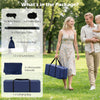 Beach tent package includes 6 fiberglass poles, 4 removable sidewalls, 12 ground stakes, and a carrying bag for easy transport.